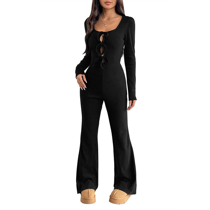 Women's jumpsuit with decorative lacing and long sleeves Lune London