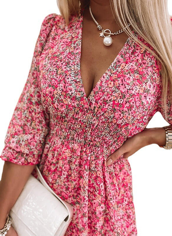 Blouse dress for women with floral design and V-neck Lune London