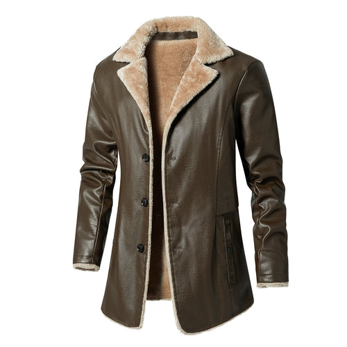 Men's synthetic leather jacket with luxurious fleece lining Lune London