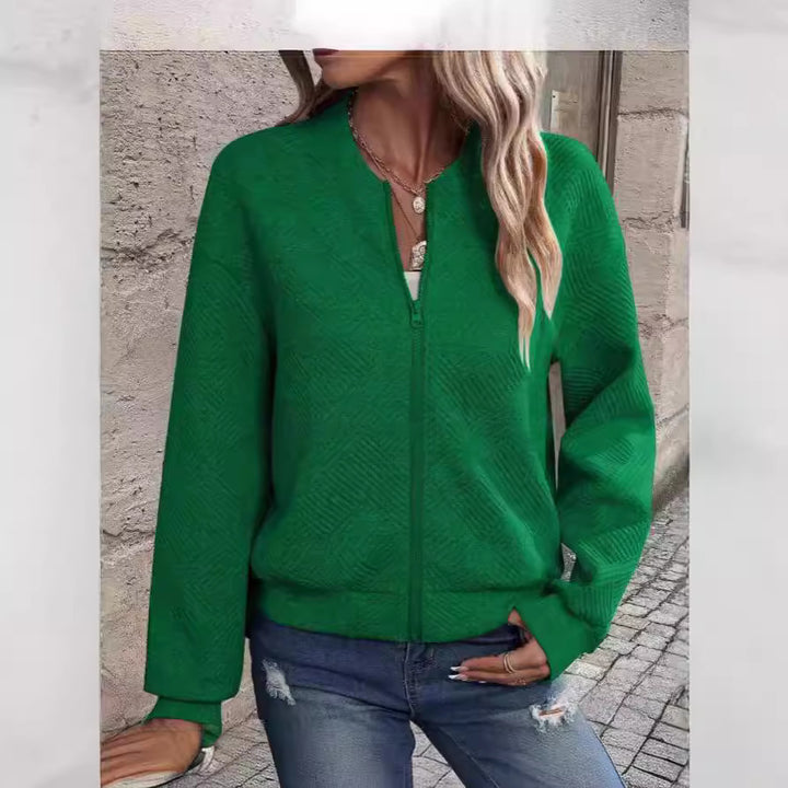 Ladies casual zip jacket with textured design Lune London