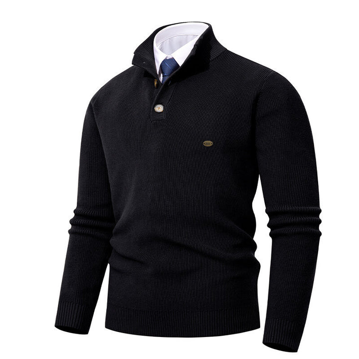 Knit sweater for men with button details and modern high collar Lune London
