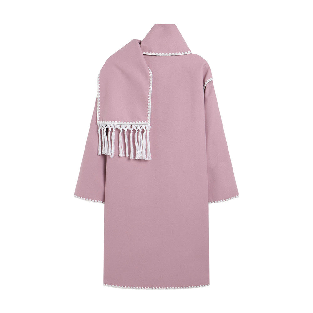 Elegant transitional coat for women with fringe embellishments Lune London