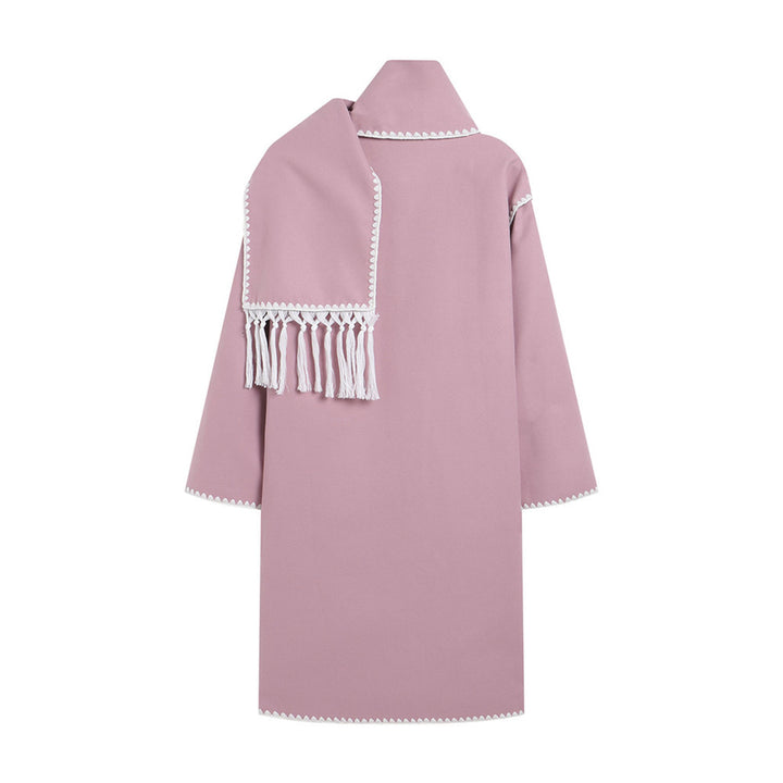 Elegant transitional coat for women with fringe embellishments Lune London