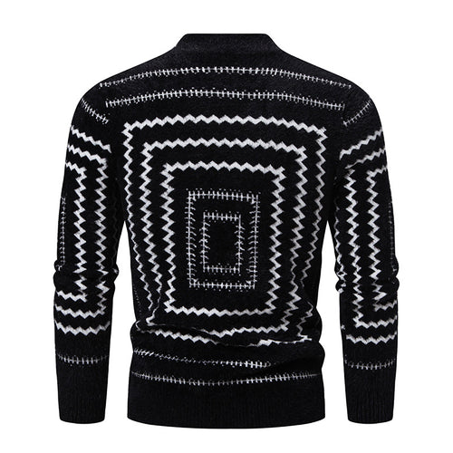 Lune London geometric pattern high collar knit sweater for women