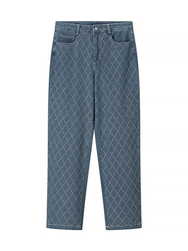 High-waisted jeans for women with a modern plaid pattern Lune London
