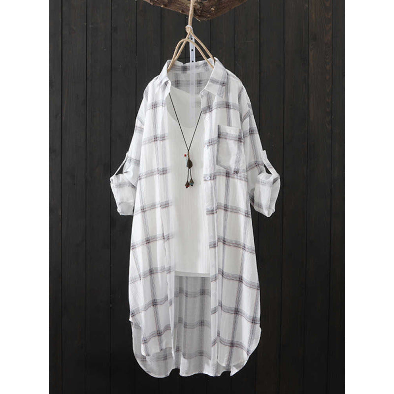 Long sleeve checkered blouse for women Lune London