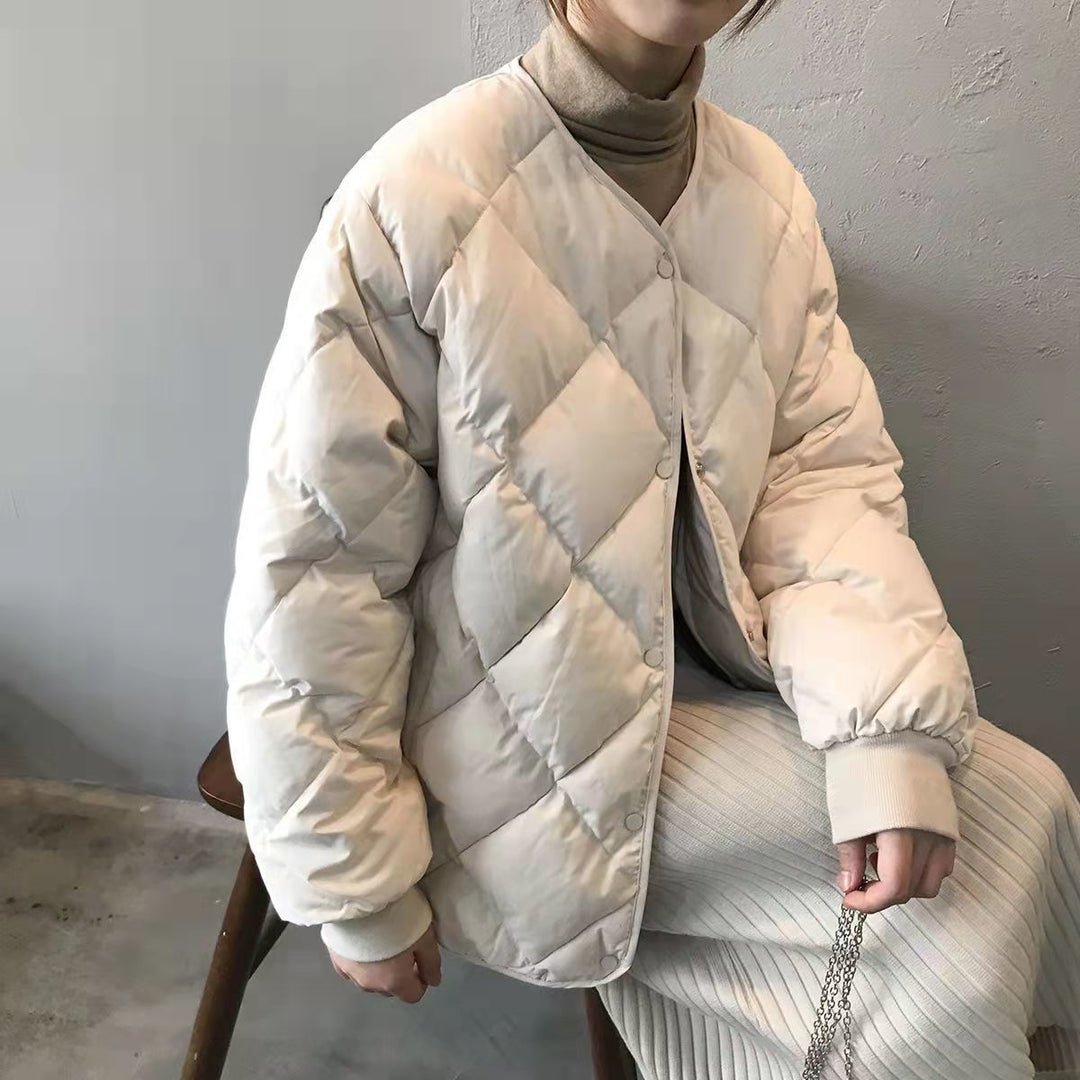 Ladies Lightweight Quilted Down Jacket with Fashionable Cut and Practical Snap Buttons Lune London