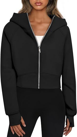 Cropped hoodie jacket for women with full zip Lune London