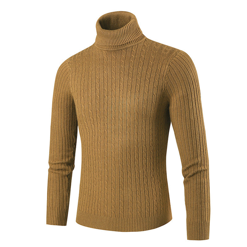 Men's Turtleneck Sweater In Classic Ribbed Pattern Lune London
