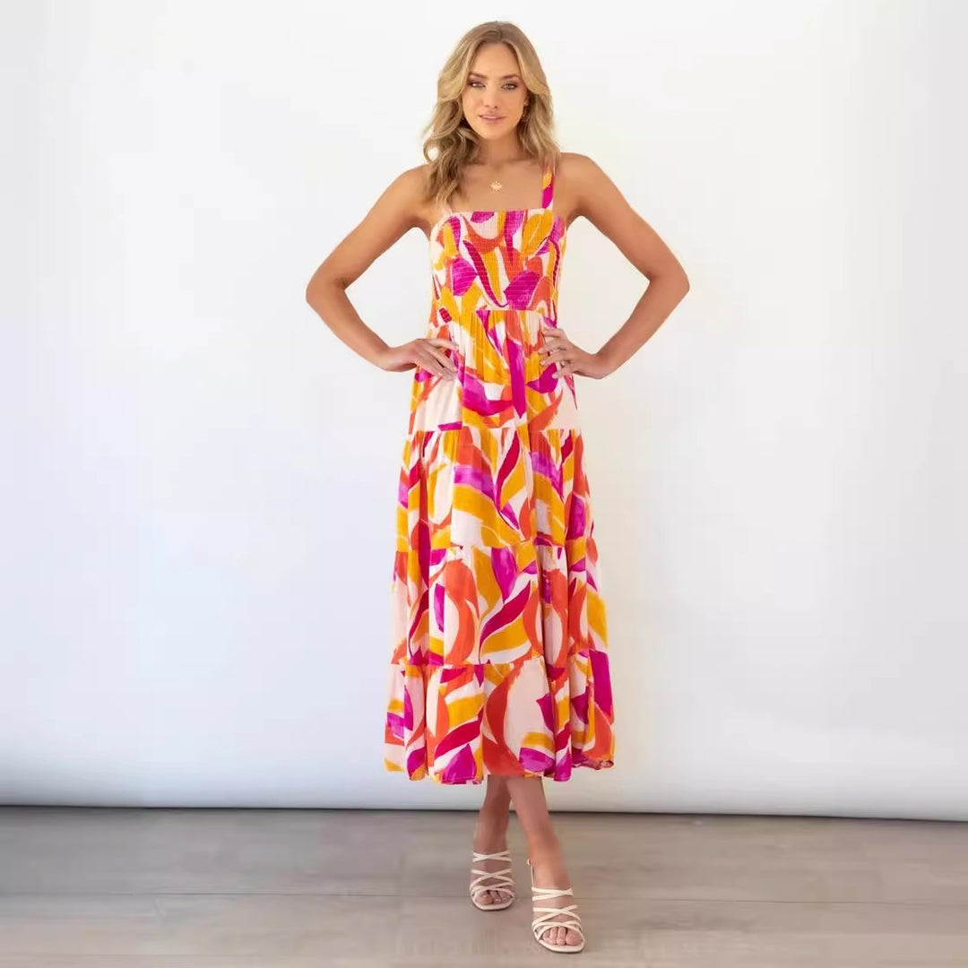 Women’s maxi dress with voluminous skirt and strapless shoulders Lune London