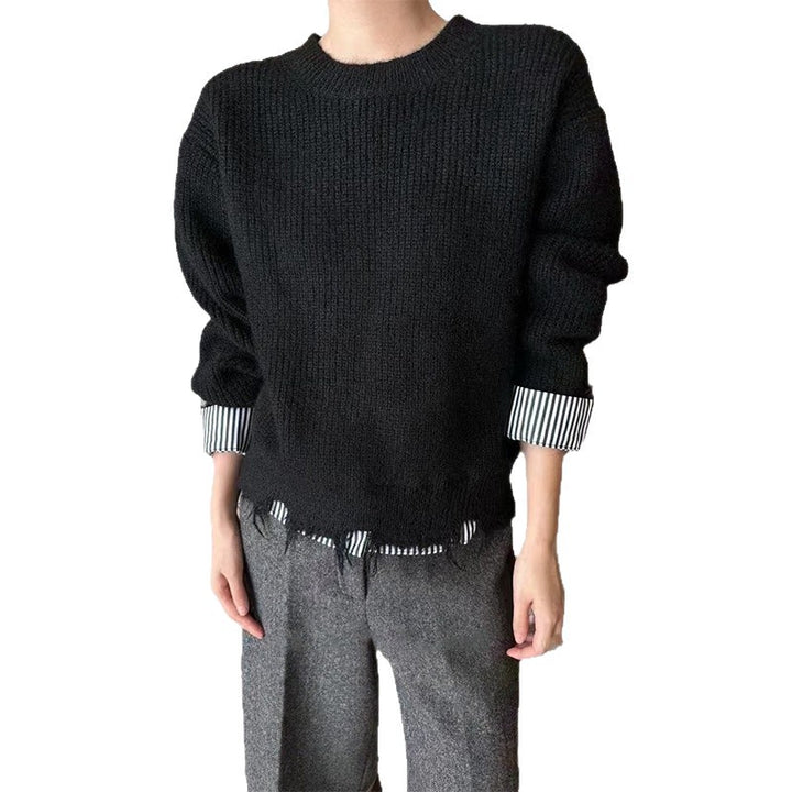 Pull en maille épaisse pour femmes avec des ourlets effilochés modernes et une coupe décontractée Chic & Stil