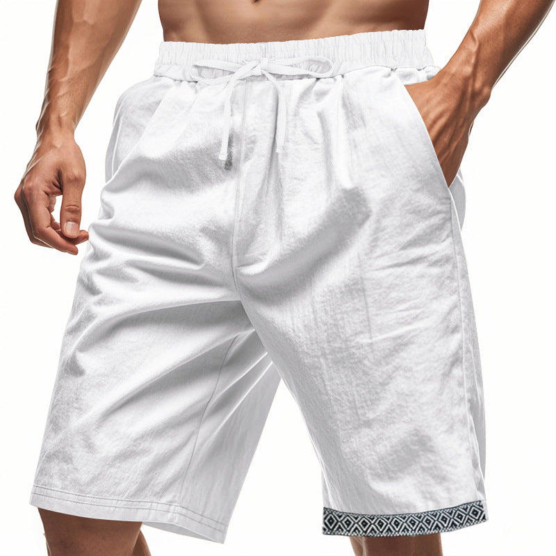 Casual beach shorts for men with elastic waist and decorative hem Lune London