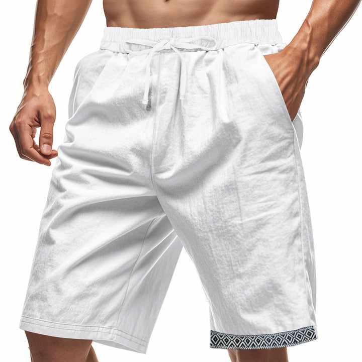 Casual beach shorts for men with elastic waist and decorative hem Lune London
