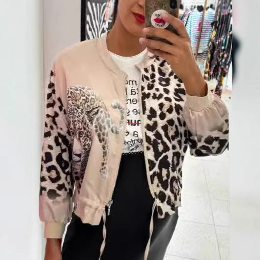 Women’s bomber jacket with animal print and elastic edges Lune London