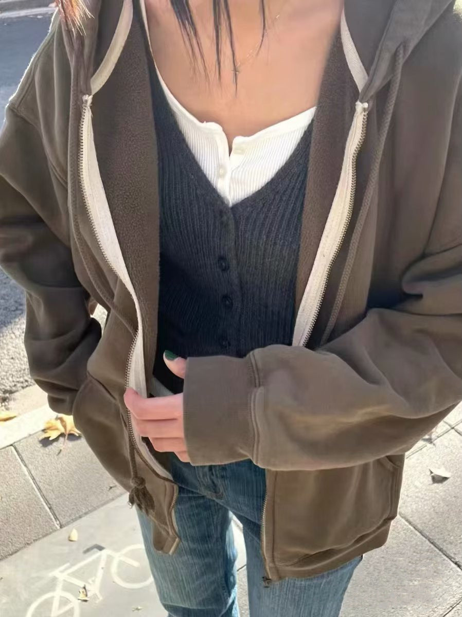 Veste en polaire décontractée pour femmes avec col haut et poches zippées pratiques Chic & Stil