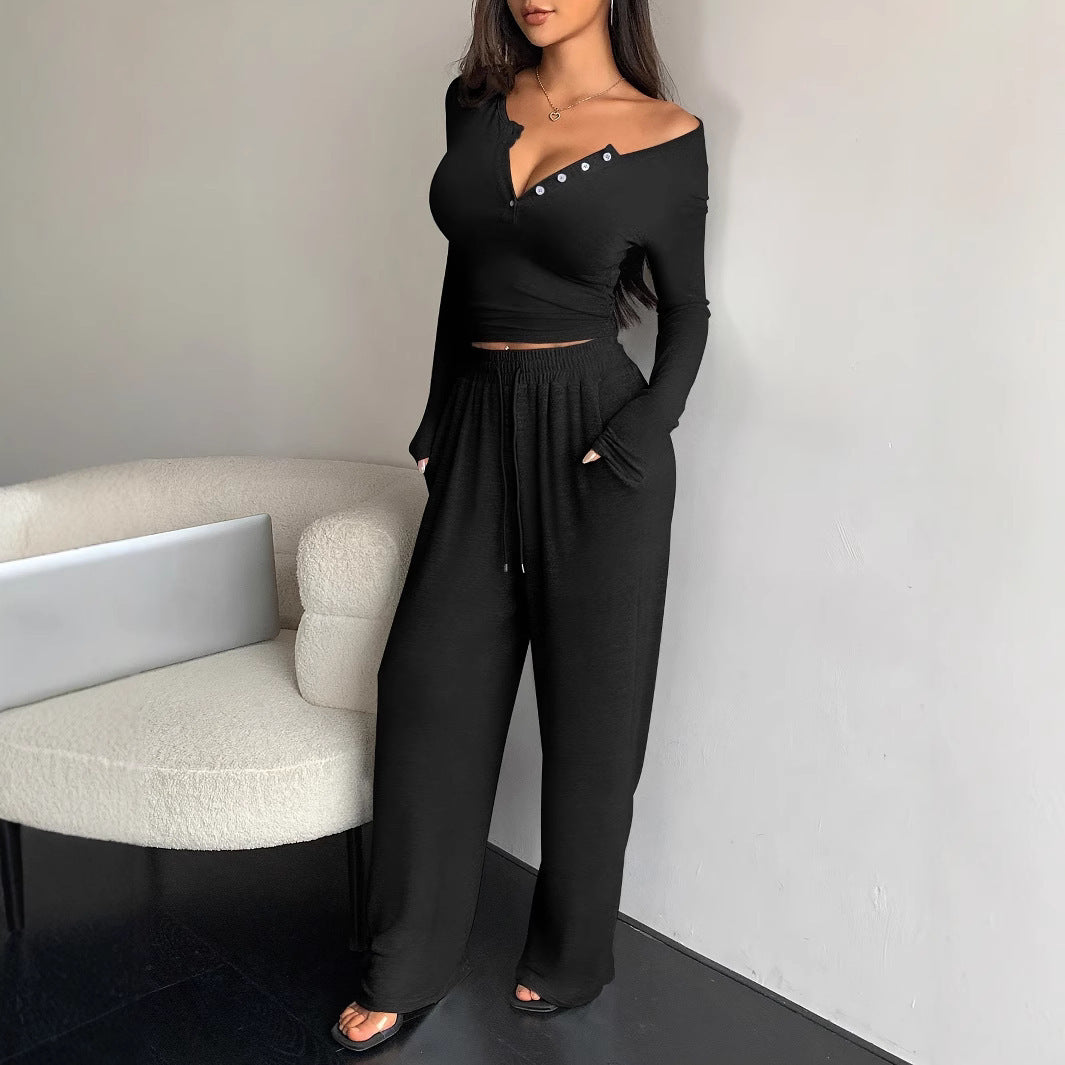 Lune London comfortable blouse and wide jogger pants set for ladies