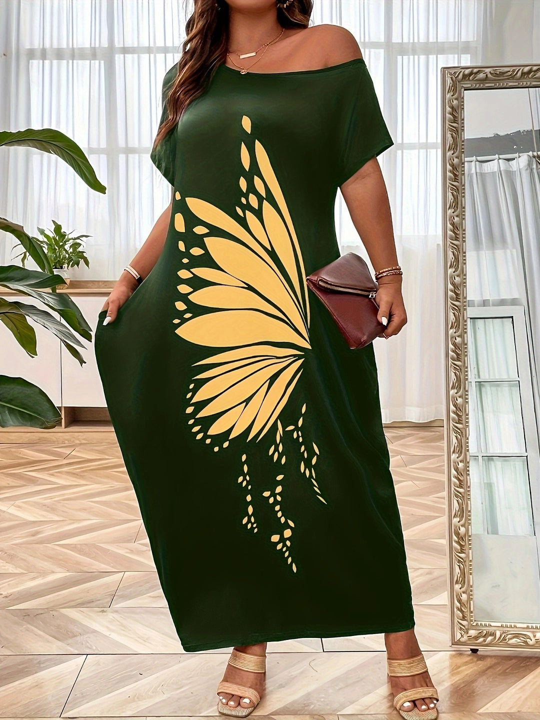 Maxi dress for women with elegant butterfly pattern Lune London
