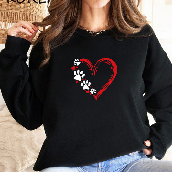 Sweatshirt pour femmes avec un design créatif de cœur et de patte Chic & Stil