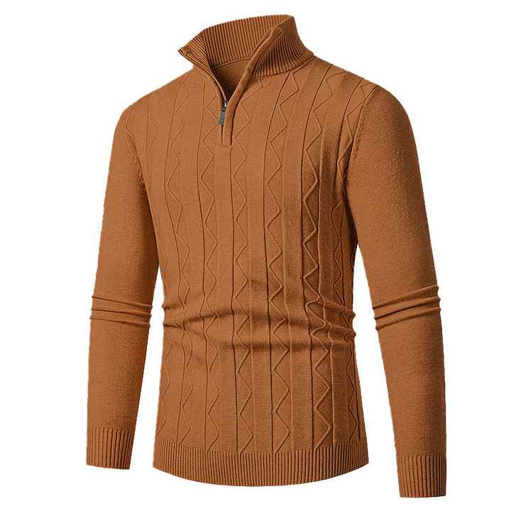 Men's knitted sweater with stylish zipper and cable-knit pattern Lune London