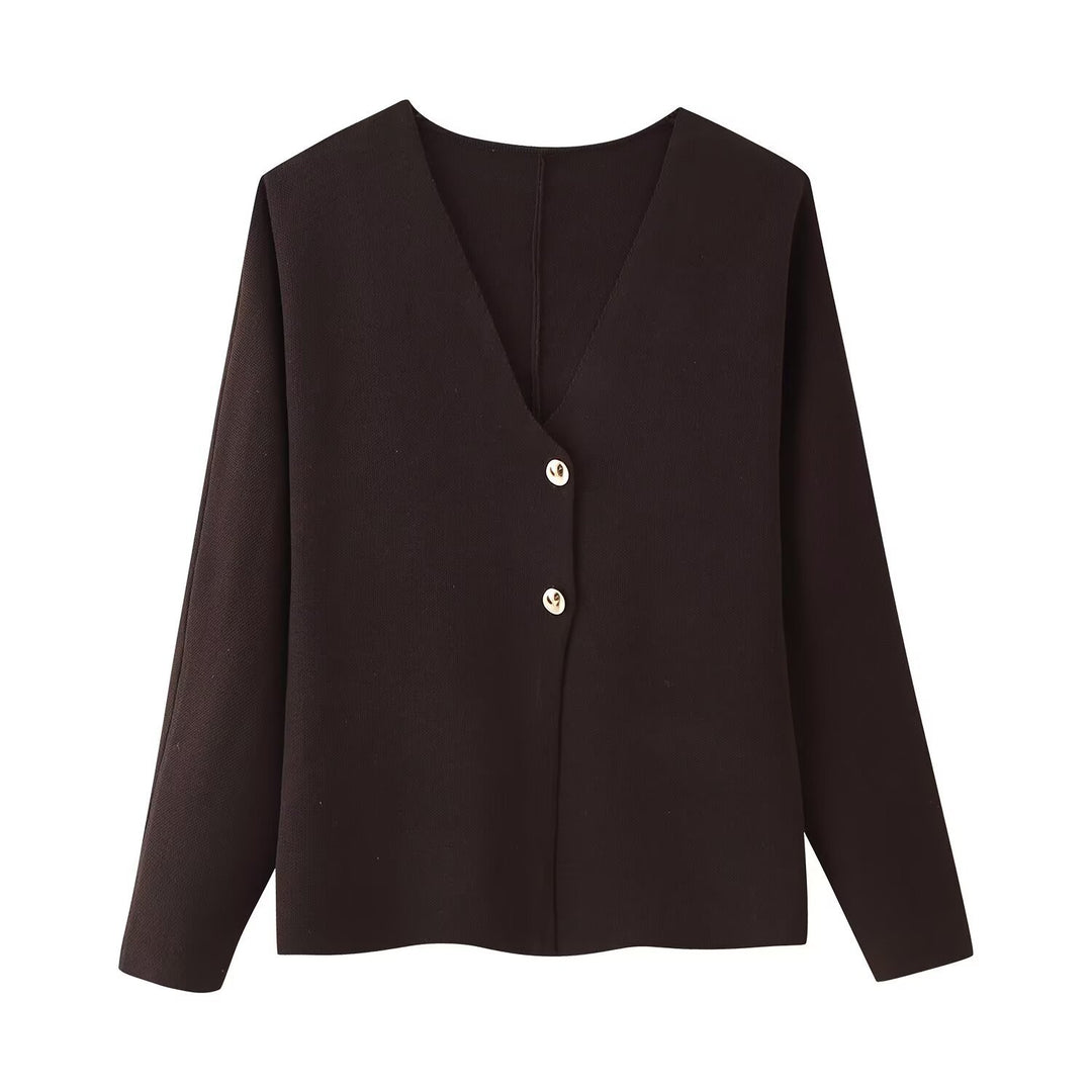 Ladies elegant knitted vest with V-neck and buttons Lune London