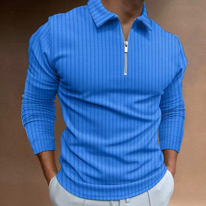 Men's long sleeve polo with trendy zip closure Lune London