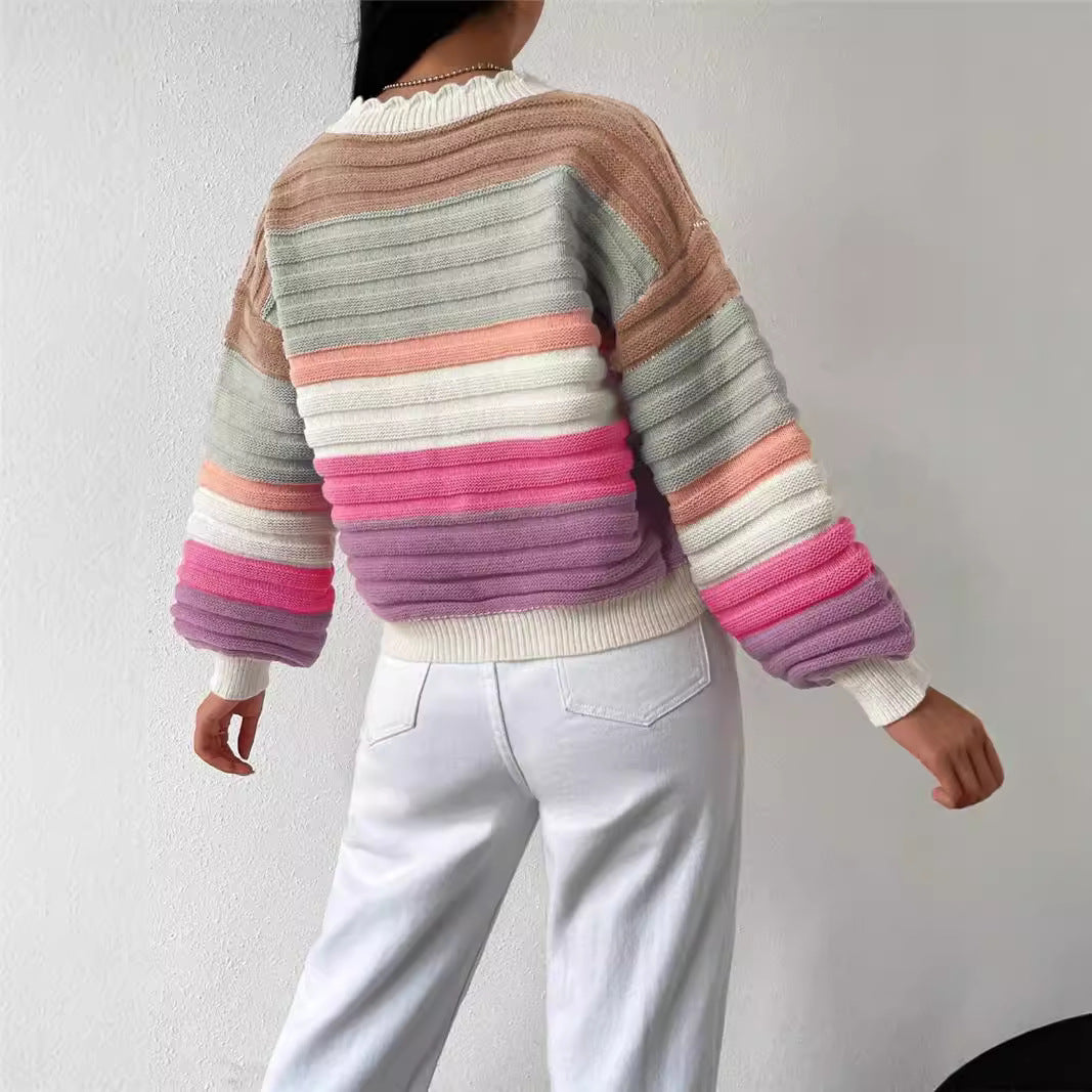 Lady cardigan with a modern striped pattern and voluminous sleeves Lune London