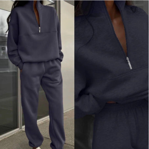 Ladies high quality zip-up sweatshirt with high collar Lune London