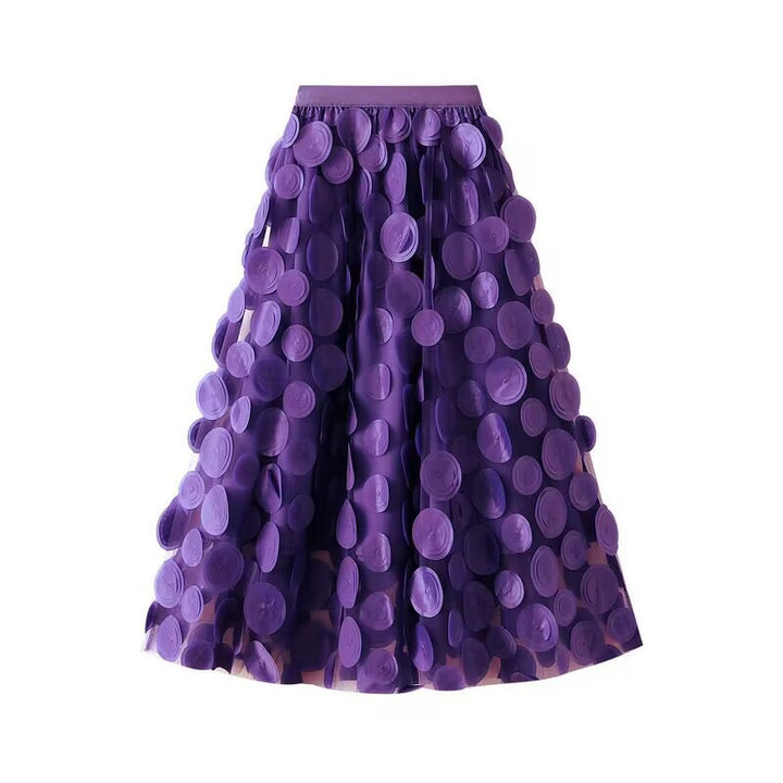 Elegant tulle skirt for women with 3D flower appliqués Lune London