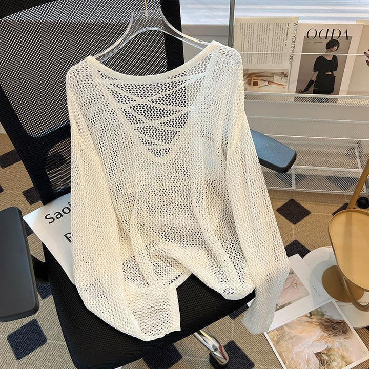 Pull en mesh pour femme avec découpe ouverte et décolleté en V profond Chic & Stil