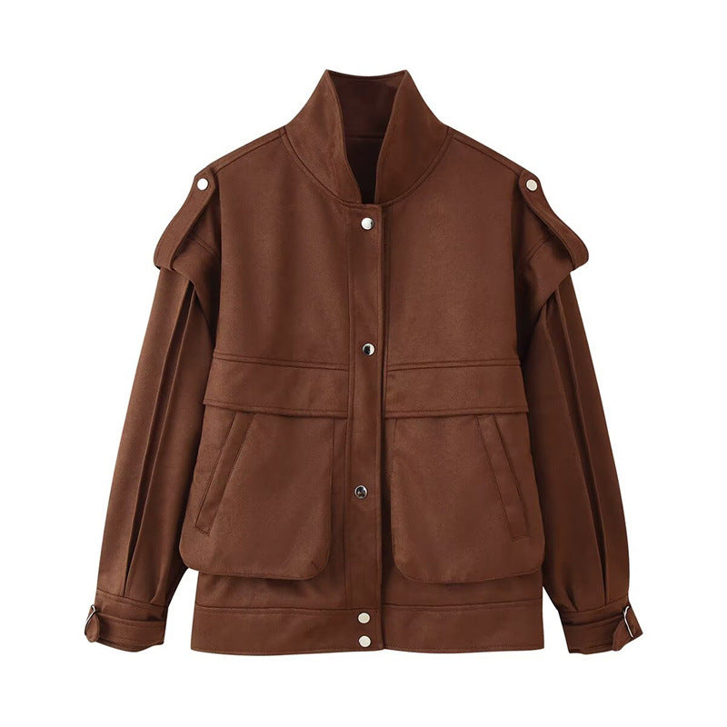 Lune London fashionable women's utility jacket with handy pockets and high collar