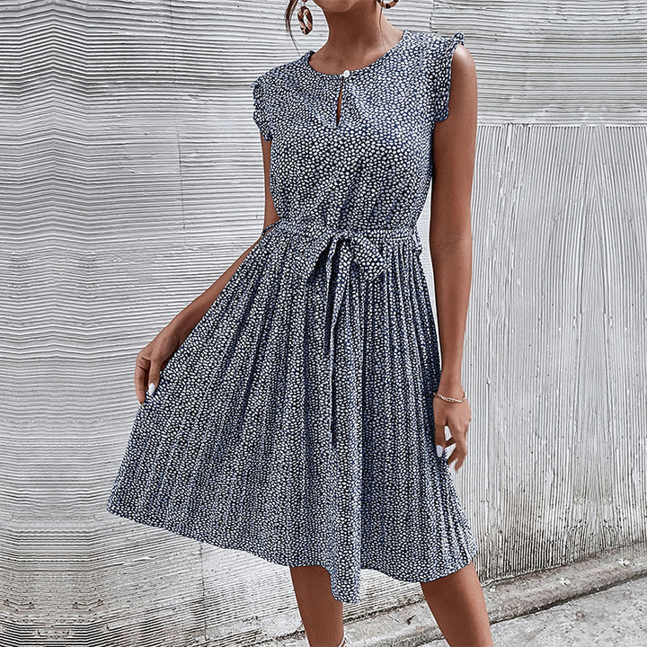 Pleated dress for ladies with waist belt Lune London