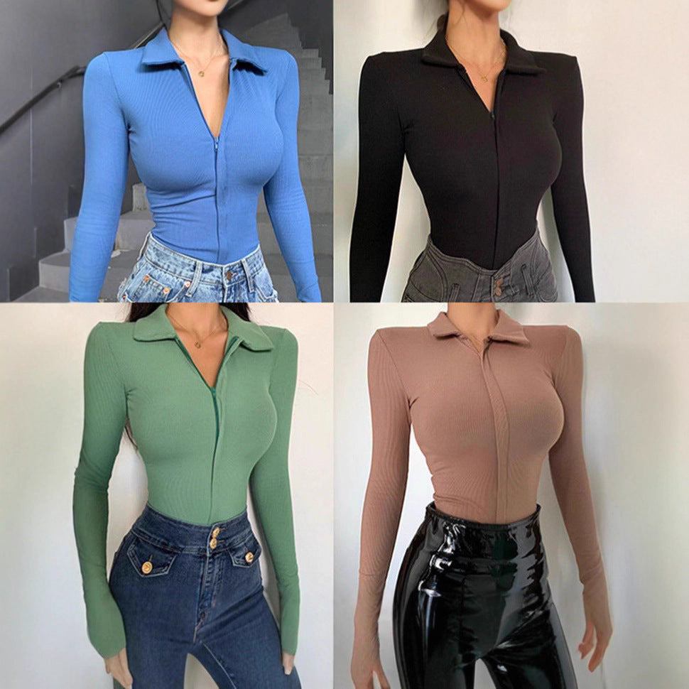 Women Long Sleeve Polo with Textured Knit Design Lune London
