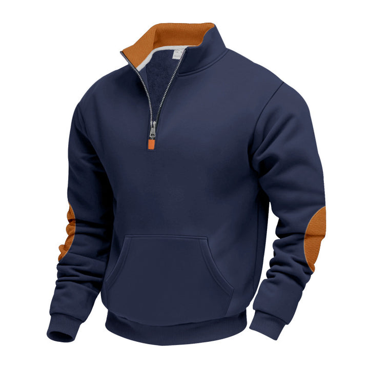 Elegant men's fleece sweater with high collar and functional zipper Lune London