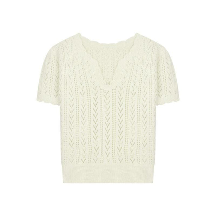 Knitted sweater for women with a feminine openwork pattern Lune London