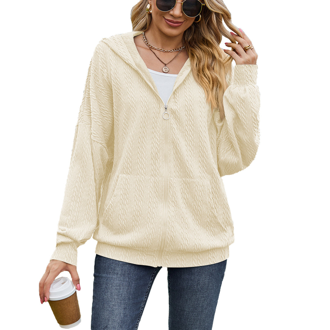 Ladies Oversized Hoodie with Textured Pattern and Practical Pockets Lune London