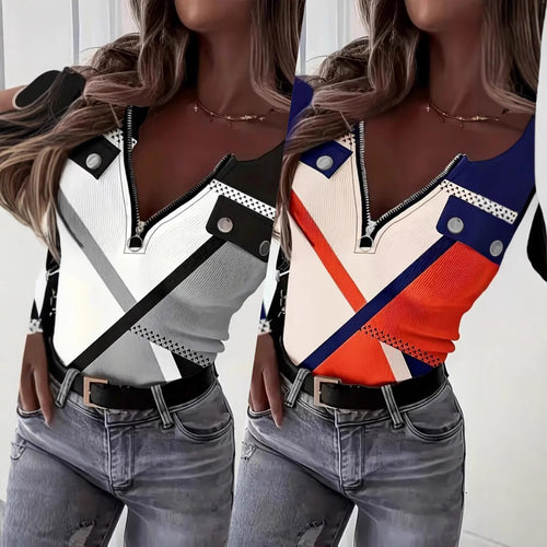 Women's elegant top with zipper and decorative belt Lune London