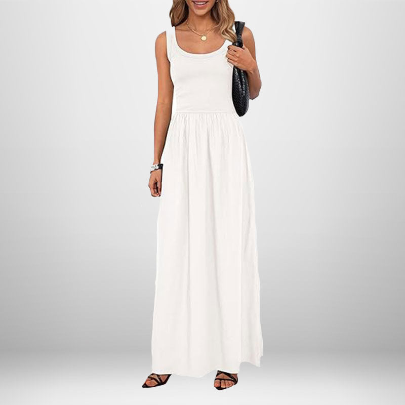 Robe maxi pour femmes en tissu coton doux et taille élastique coupe Chic & Stil