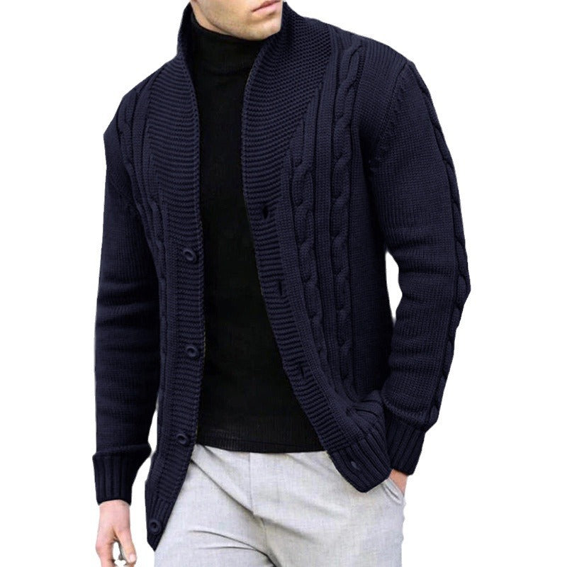 Cardigan for men with cable pattern and shawl collar Lune London