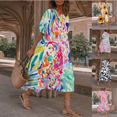 Ladies Elegant Midi Dress Floral Lune London