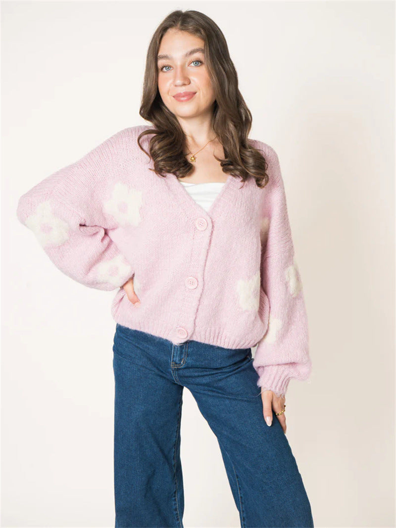 Gilet pour dames avec motif floral et manches volumineuses Chic & Stil