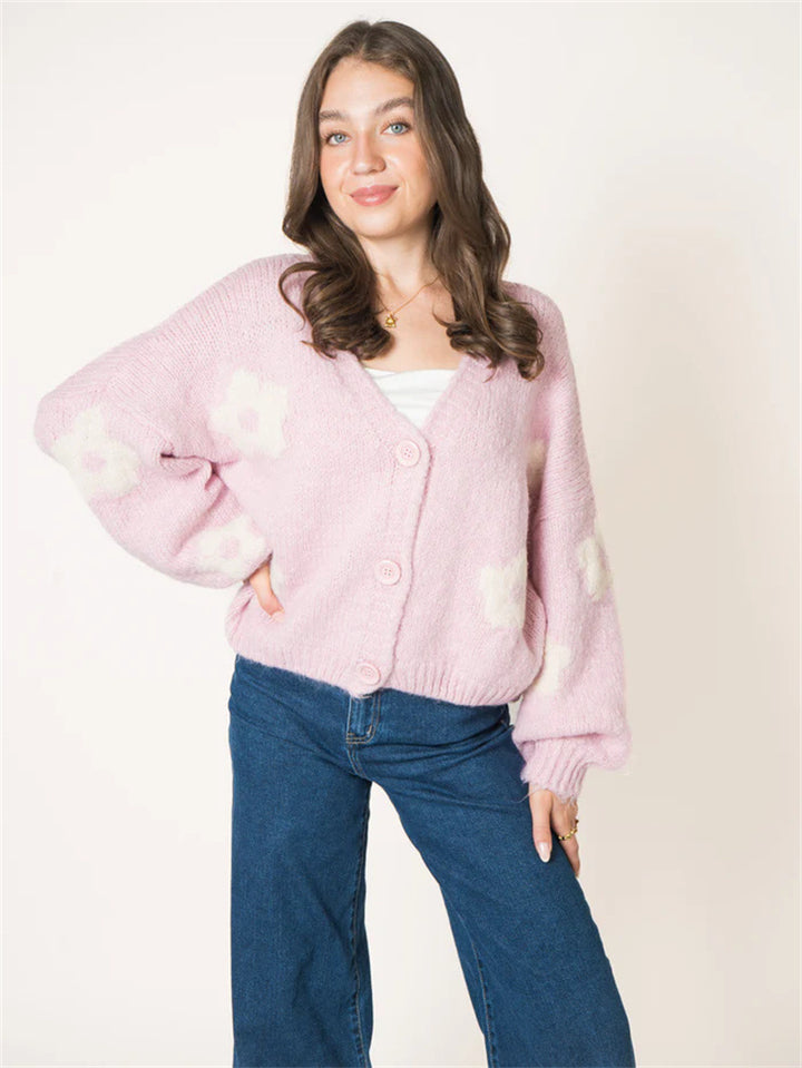 Gilet pour dames avec motif floral et manches volumineuses Chic & Stil