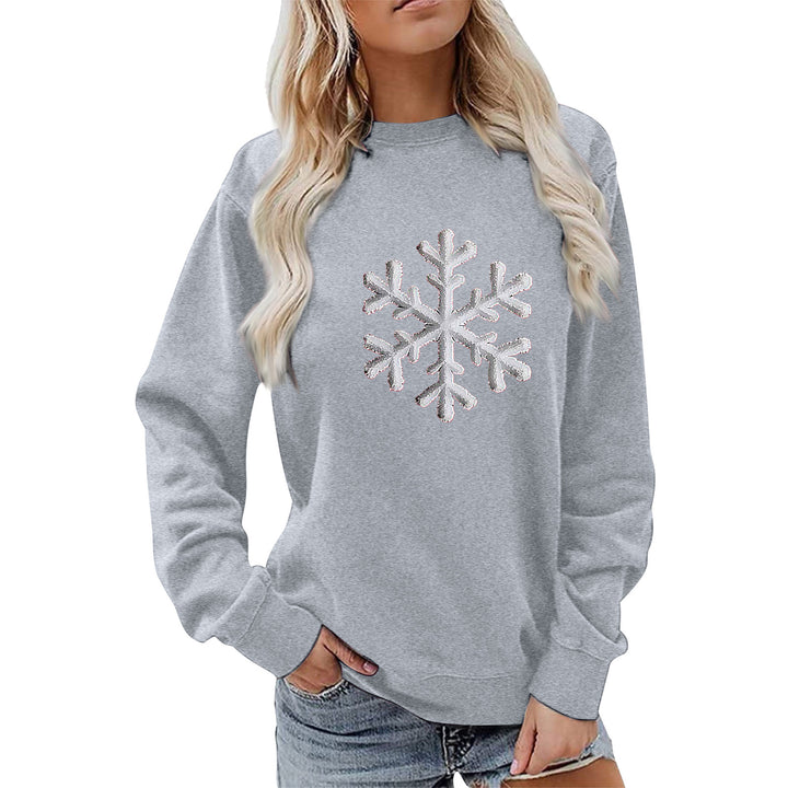 Sweat-shirt pour femmes avec design de flocon de neige brillant et coupe décontractée Chic & Stil