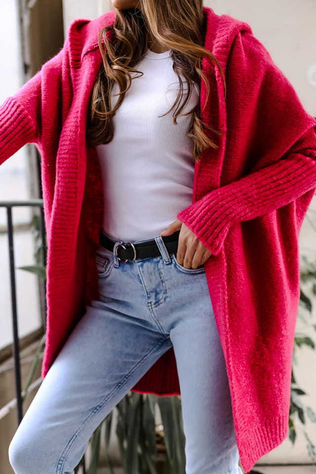 Women's Cozy Cardigan with Hood and Open Cut Lune London