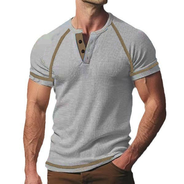 Mid-length sleeve T-shirt for men with button placket Lune London