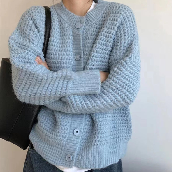 Cardigan chunky en tricot pour femmes avec boutons décoratifs et coupe décontractée Chic & Stil