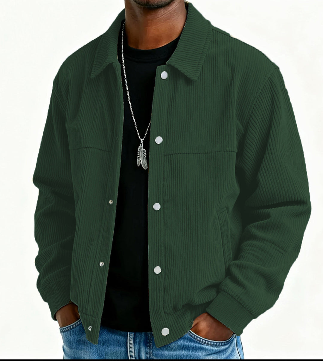 Men's cord jacket with pockets and quilted design Lune London