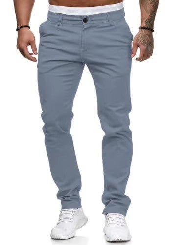 Men's Elegant Slim-Fit Chino Pants with Elastic Waistband and Practical Pockets Lune London