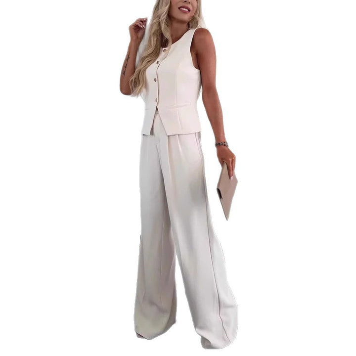 Elegant ladies' suit vest with wide-leg pants Chic and Style