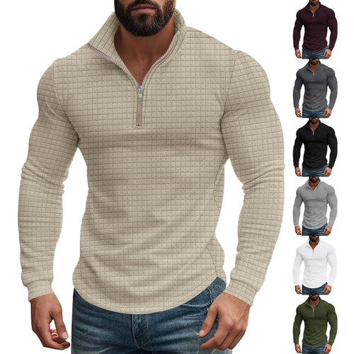 Quilted men's pullover with half-zip Lune London