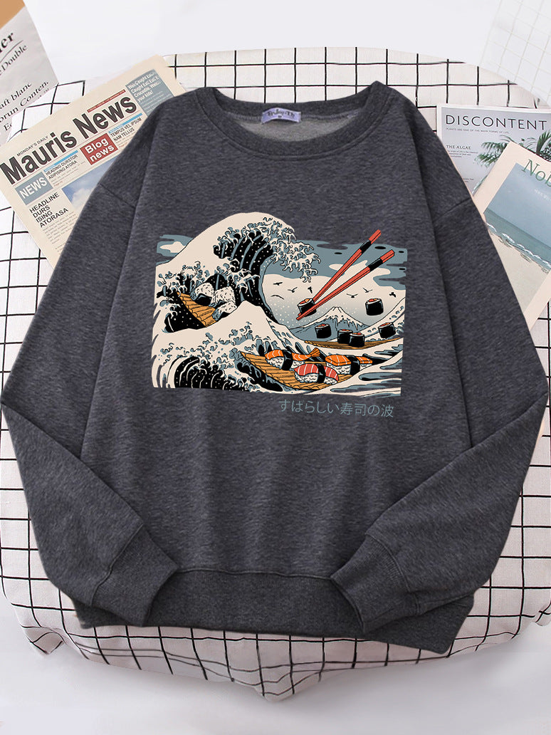 Sweat-shirt femme avec design de vague artistique et coupe confortable Chic & Stil